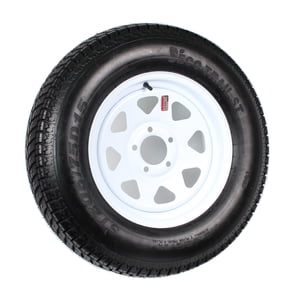 Trailer Tire On Rim ST205/75D15 205/75 D LRC 4.5 in. Bolt Hole White Spoke Wheel Sansujyuku sansujyuku.com