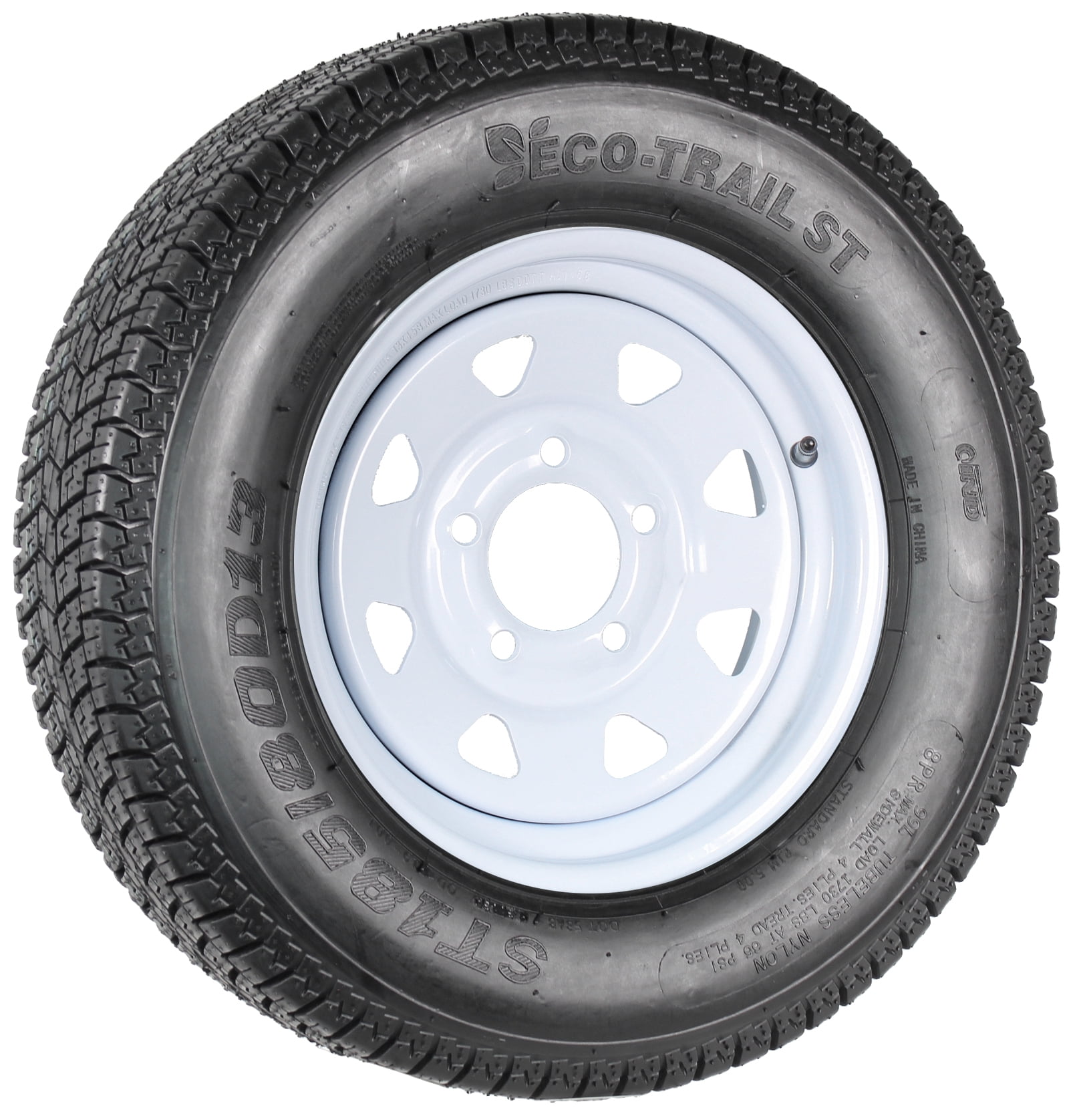 "eCustomhitch PreMounted Trailer Tire & Rim ST185/80D13 13"" White