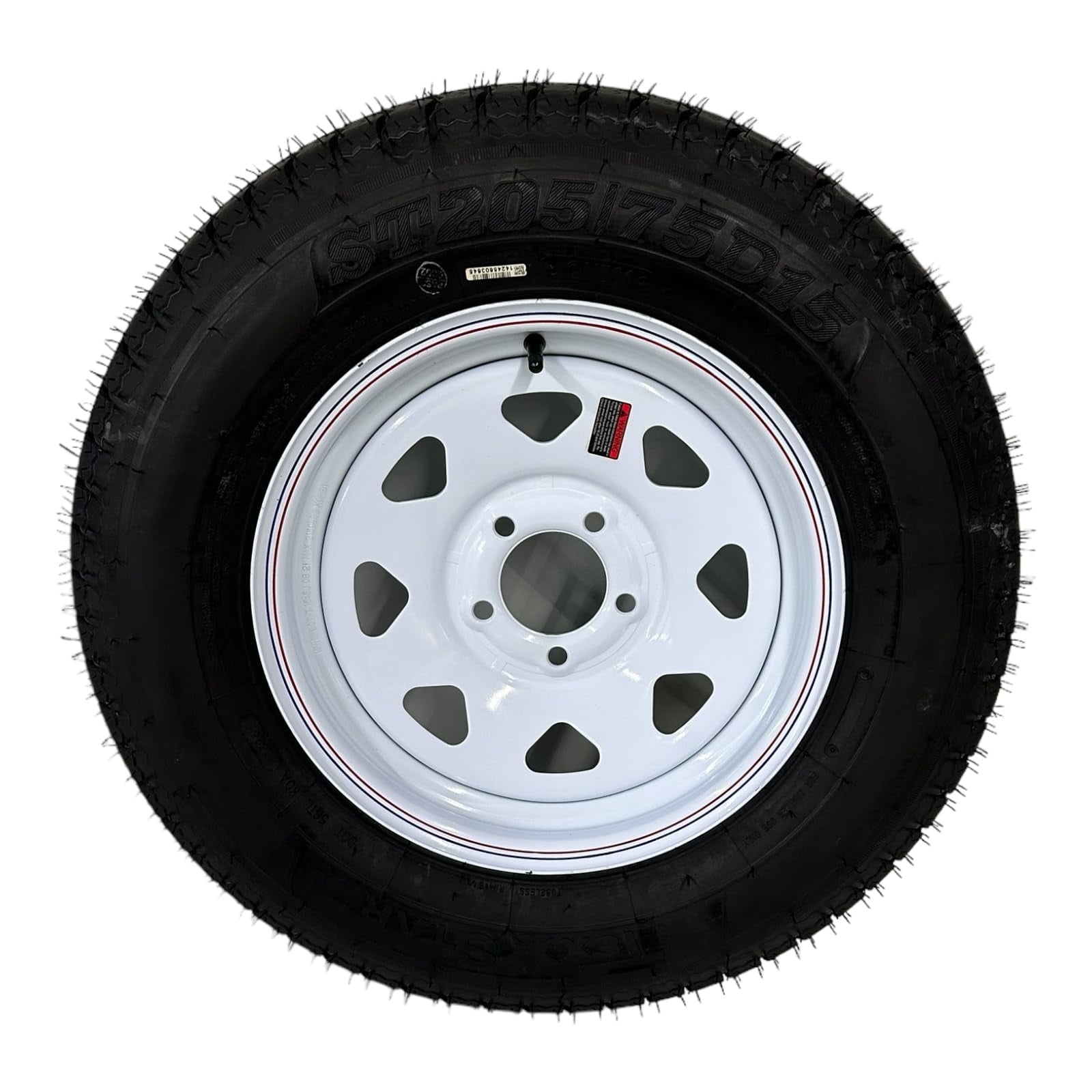 Trailer Tire on Rim ST205/75D15 Tex Star LRC 6 Ply Bias 5 Lug White ...