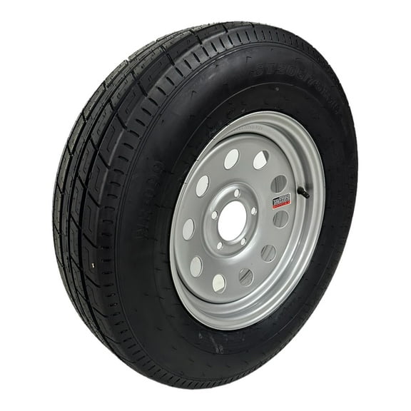 Trailer Tire on Rim ST205/75R15 TrailFinder HT Radial LRD 8 Ply 5 Lug Silver Modular Wheel 5X4.5" Bolt Pattern