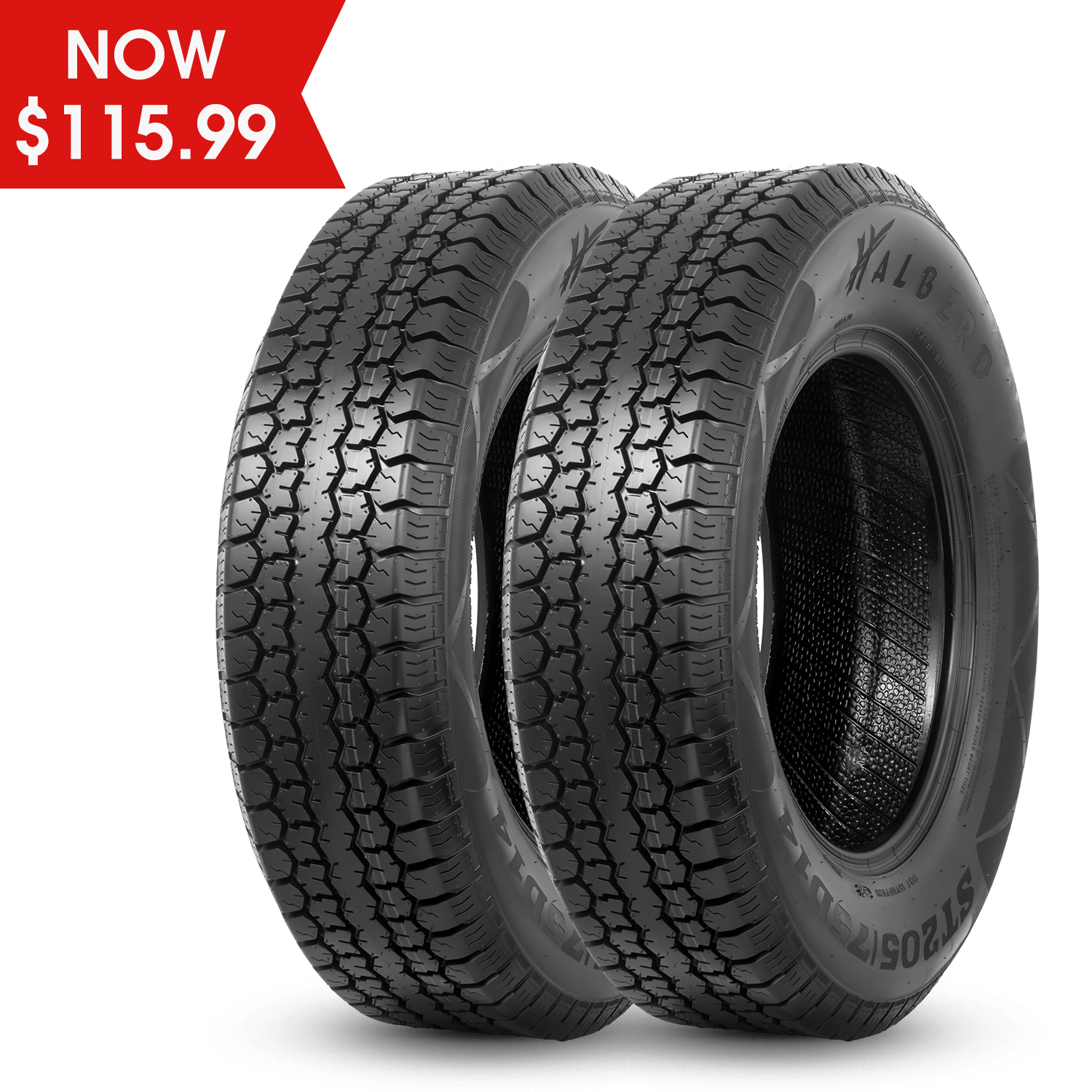 Trailer Tires ST205/75D14, 6PR Load Range C, 14in Fuelsaving Tires 205