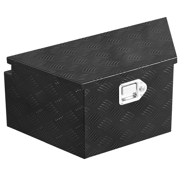 Trailer Tongue Box, 26" x 13" x 12" Aluminum Trailer Tongue Tool Box, Heavy Duty Storage Organizer with Lock and Keys, Utility Tool Chest for Pickup Truck Bed, RV, SUV, Off-Road Vehicle, Black