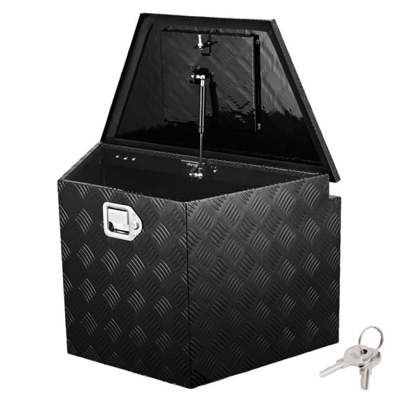 Trailer Tongue Box, Aluminum Alloy Tool Box - 29x16.2x18in - Heavy Duty Lockable Storage for Trailers, RVs, Pickups - Diamond Plate Finish