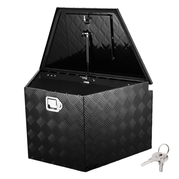 Trailer Tongue Box, Aluminum Tool Box for Trailers - Heavy Duty Diamond Plate Storage with Lock - 33"x19"x18" - RV, Pickup Truck, Utility Trailer