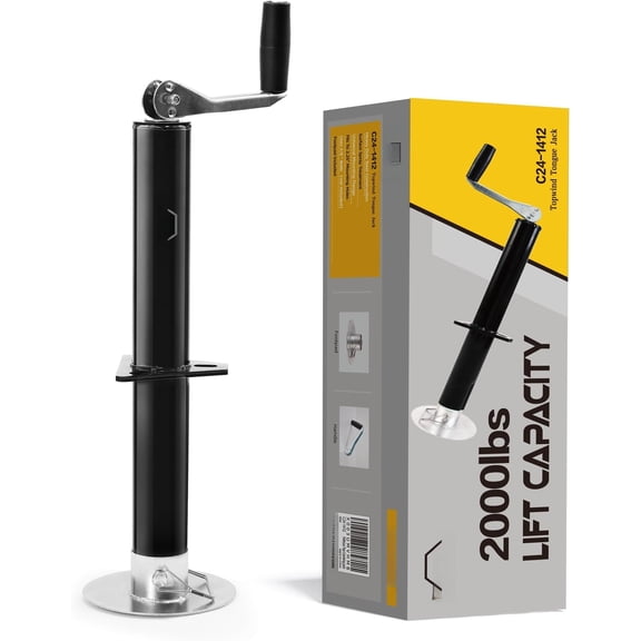 Trailer Tongue Jack 2000lb Lift Capacity, 15" Travel A-Frame Heavy Duty - Manual Topwind Utility Trailer Jack for RV Camper