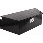 Trailer Tongue Tool Box, Aluminum Trailer Tool Box with Lock and 2 Keys, Heavy Duty Trailer Storage Box for Pickup Truck Bed, Black