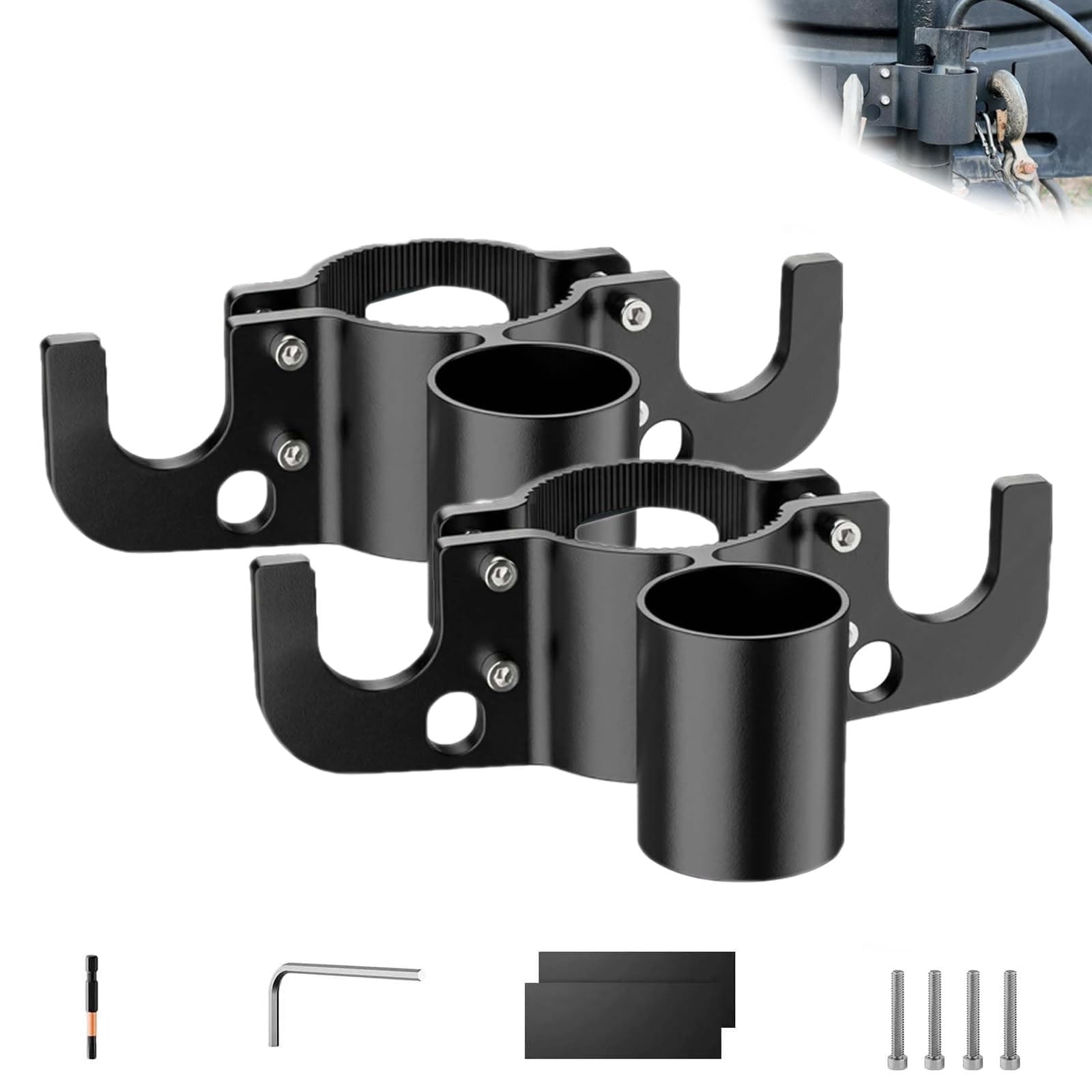 Trailer Towing Chain Organizer, Aluminum RV Towing Chain Organizer & 7-Way Plug Holder, Universal Cable Wire Harness Protector for Campers & Travel Trailers