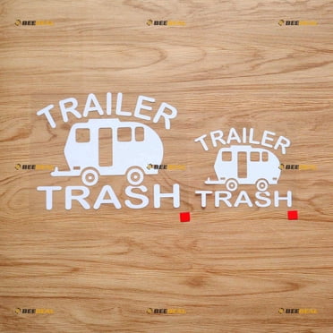 Trailer Trash Camper Decal – Black, Handmade In USA (Cup/Window Decal)