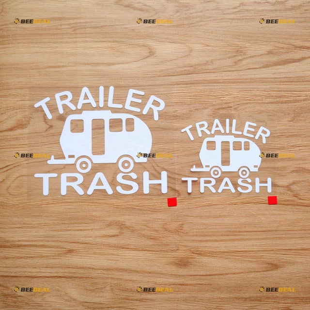 Trailer Trash Camper Decal – Black, Handmade In USA (Cup/Window Decal)