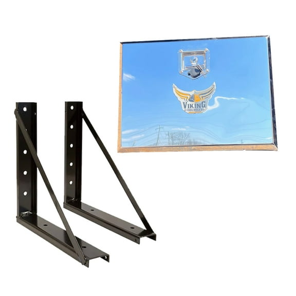 Trailer Underbody Tool Box & Mounting Bracket Kit - 18"x18"x24" Steel Side Mount Tool Box for Truck w/ Mirror Finish Door & T- Handle Latch Lock - 2 Pc 18"x18" Mounting Brackets