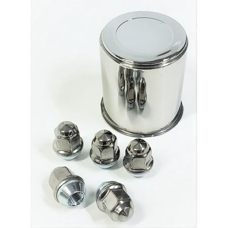Trailer Wheel Lug and Cap Set - Stainless Hub Cover With 5 Stainless Lug Nuts For 3.19