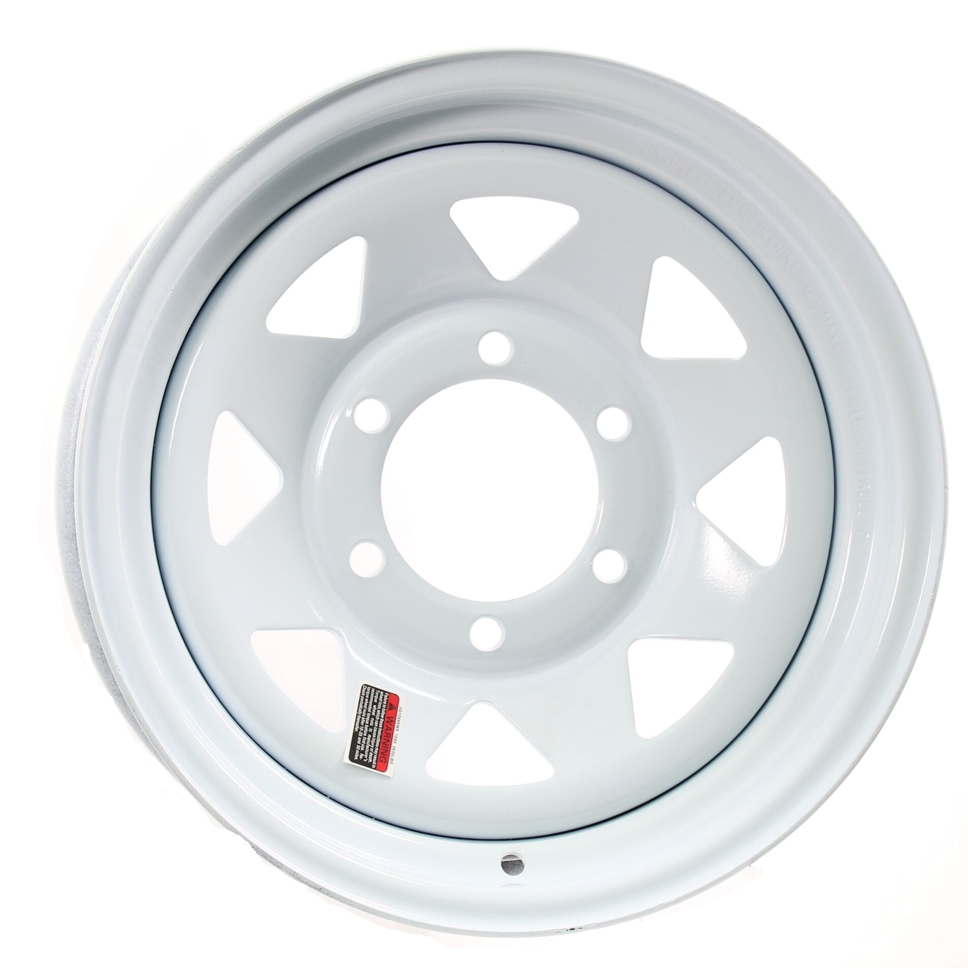 Trailer Wheel Rim 15x6 15 in. 6 Bolt Hole 5.5 in. OC White Steel Spoke