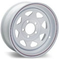 thumbnail image 1 of Trailer Wheel Rim 372 16x6 16"x6" 8 Bolt Hole 6.5" on White Spoke Steel w/Stripe, 1 of 6