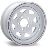 Trailer Wheel Rim 372 16x6 16"x6" 8 Bolt Hole 6.5" on White Spoke Steel w/Stripe