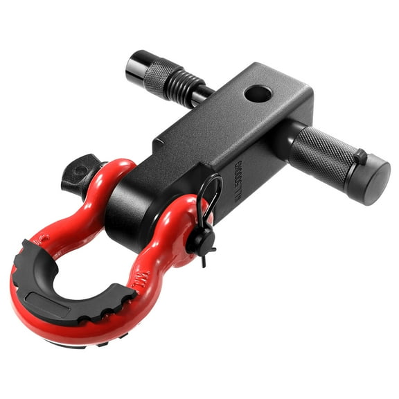 Trailer chain link lifting ring receiver D-type ring trailer 66000-pound truck jeep carbon steel 2-hole black arm + red shackle + pin