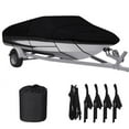 thumbnail image 1 of Trailerable Boat Cover, Heavy Duty Waterproof Boat Cover, 17-19FT UV Resistant Marine Grade Outboard Cover Compatible for Bass Boat, Fits Bayliner Tri-Hull V-Hull Fishing Runabout Boat, Black, 1 of 7