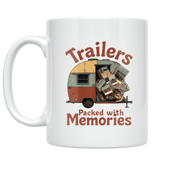 Trailers Packed with Memories - Vintage Camping Enthusiast - 11 oz Ceramic Coffee Mug