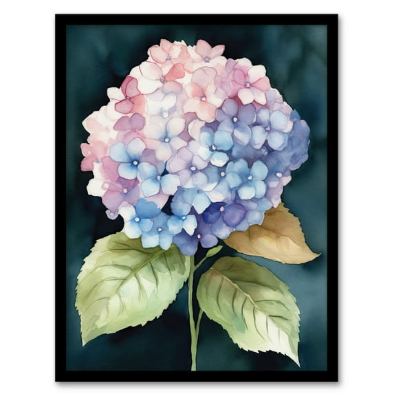 Trailing Lavender Lantana Bloom Watercolour Painting Green Purple Blue Flower Mini Bouquet Nature Colourful Bright Floral Modern Artwork Artwork Framed Wall Art Print A4