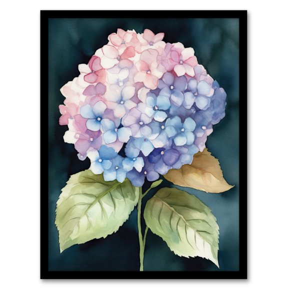Trailing Lavender Lantana Bloom Watercolour Painting Green Purple Blue Flower Mini Bouquet Nature Colourful Bright Floral Modern Artwork Artwork Framed Wall Art Print A4