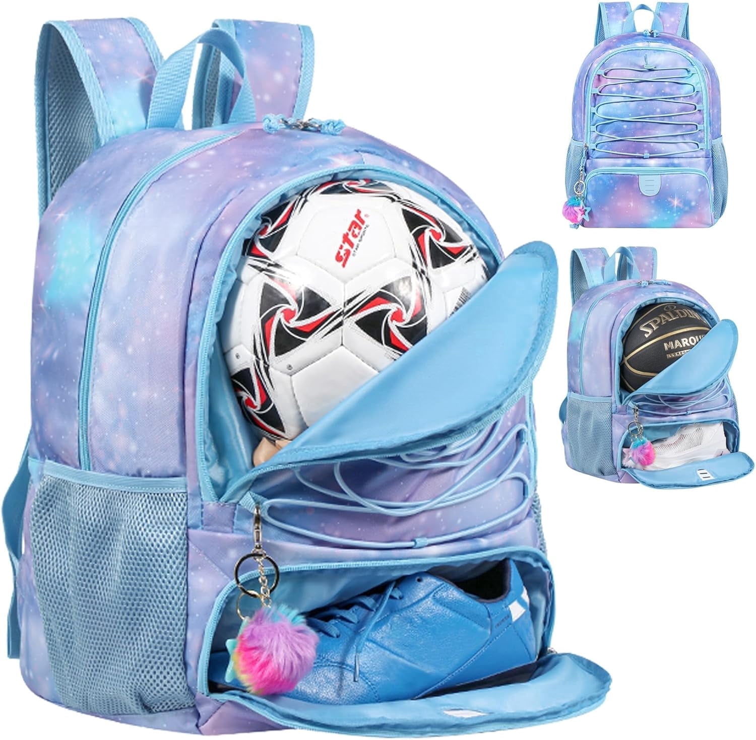 Trailkicker Mesh Sports Backpack, 32L with Ball & Shoe  display picture 1