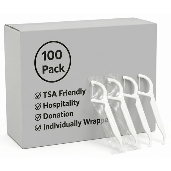 Trailmaker (100 Pack) Disposable Dental Floss Picks, Individually Wrapped Dual-Function Flossers with Built-In Toothpick, Oral Care for Home & Travel