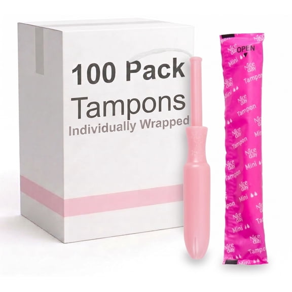 Trailmaker (100 Pack) Individually Wrapped Tampons with Plastic Applicators, Women's Feminine Hygiene Menstrual Protection, Bulk Tampon Pack for Home, Travel, Office & Emergency Supplies