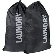 Trailmaker, 2 Pack Extra Large Heavy Duty Washable Drawstring Laundry Bags for Home, Dorm, Travel and Gym Clothes - Black