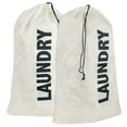 thumbnail image 1 of Trailmaker, 2 Pack Washable Drawstring Extra Large Heavy Duty Laundry Bags for Dorm, Travel and Gym Clothes Bag - Cream "Laundry", 1 of 8