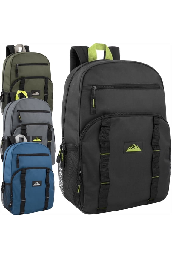 24 Pack Multicolor Mesh Side Pocket 17 Inch Backpacks, Padded Shoulder Straps for Travel, Commute