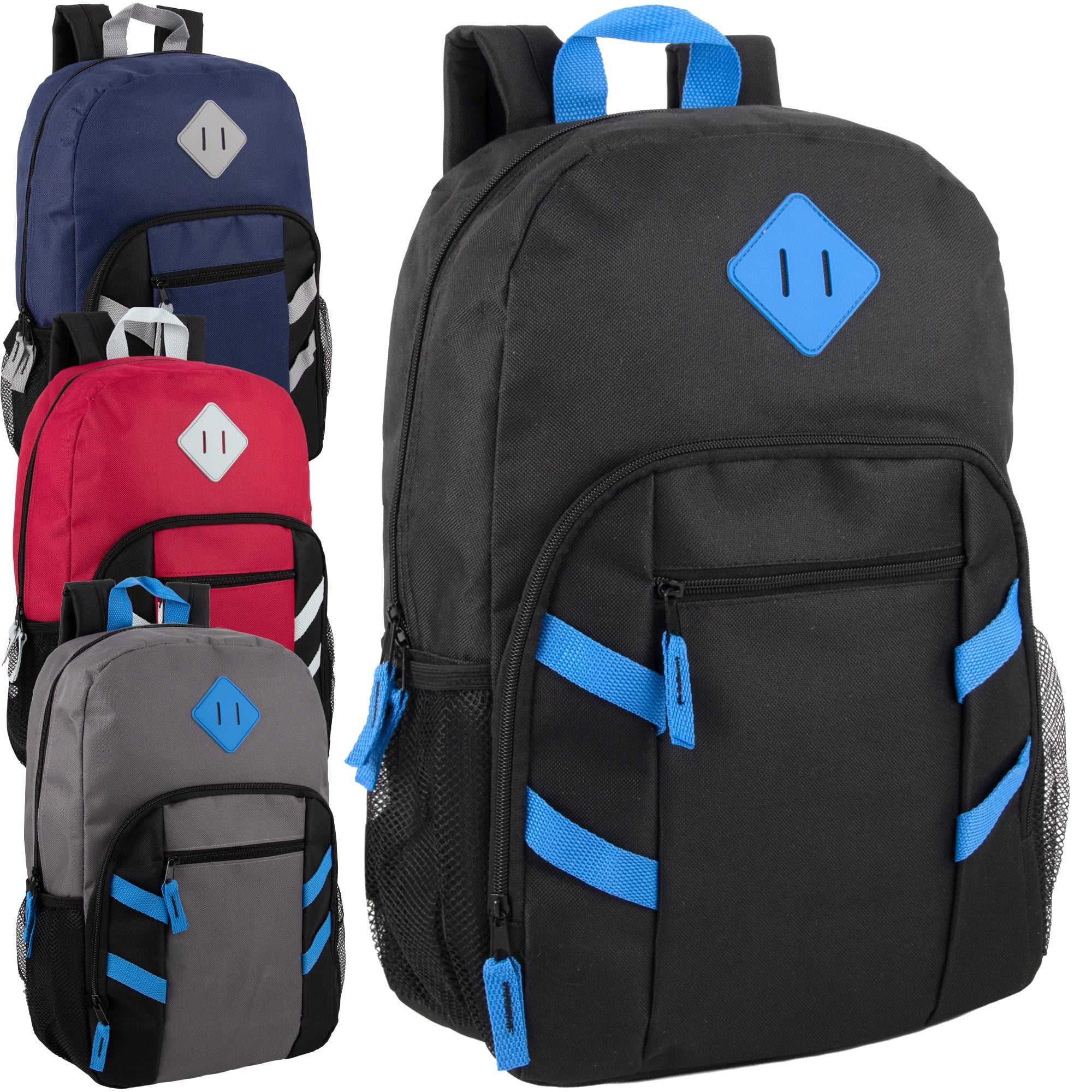 Trailmaker 24 Pack Multicolor Mesh Side Pocket 17 Inch Backpacks ...