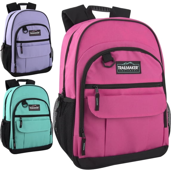 Trailmaker 24 Pack Multipocketed, Rubber Grip Handle 18 Inch Backpacks, Padded Shoulder Straps for Travel, Commute