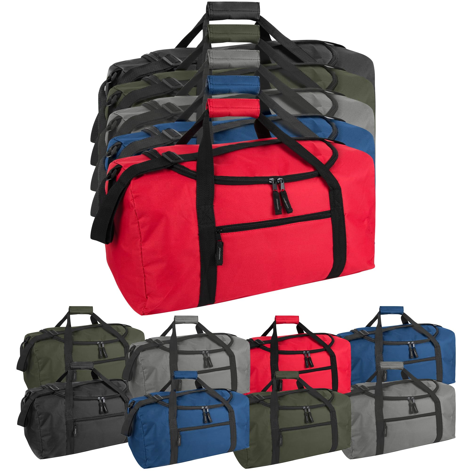 24 Pack of Bulk Wholesale 20 Inch 40 Liter Weekender Overnight Duffel Shoulder Bags for Sports, Travel and Commute in Assorted Colors