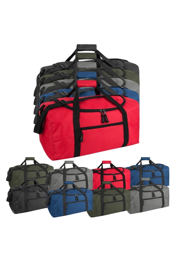 24 Pack of Bulk Wholesale 20 Inch 40 Liter Weekender Overnight Duffel Shoulder Bags for Sports, Travel and Commute in Assorted Colors