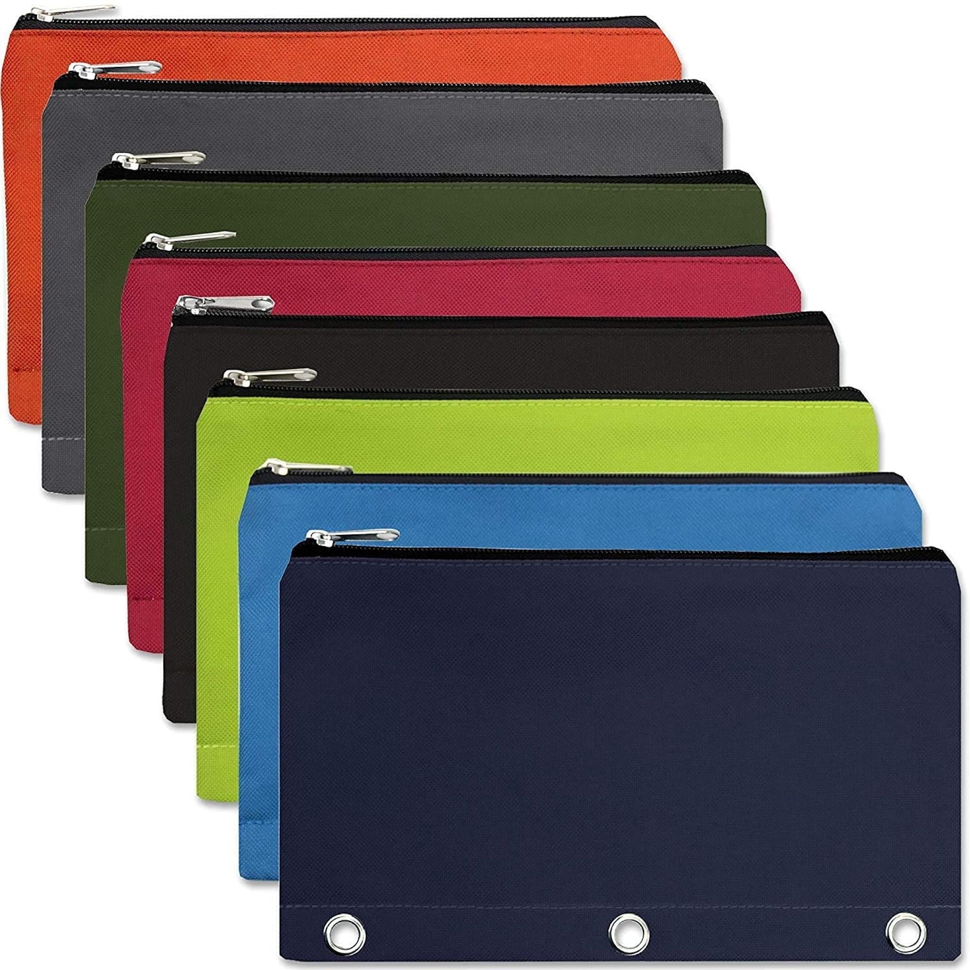 Trailmaker 3 Ring Binder Pencil Cases, Assorted Colors, 12 Count Pack