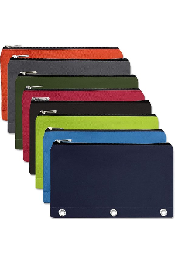 3 Ring Binder Pencil Cases, Assorted Colors, 12 Count Pack