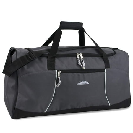 24 Inch 55 Liter Weekender Overnight Duffel Shoulder Bag for Men, Women, Teens, Gym, Travel, Sports and Recreation in Gray