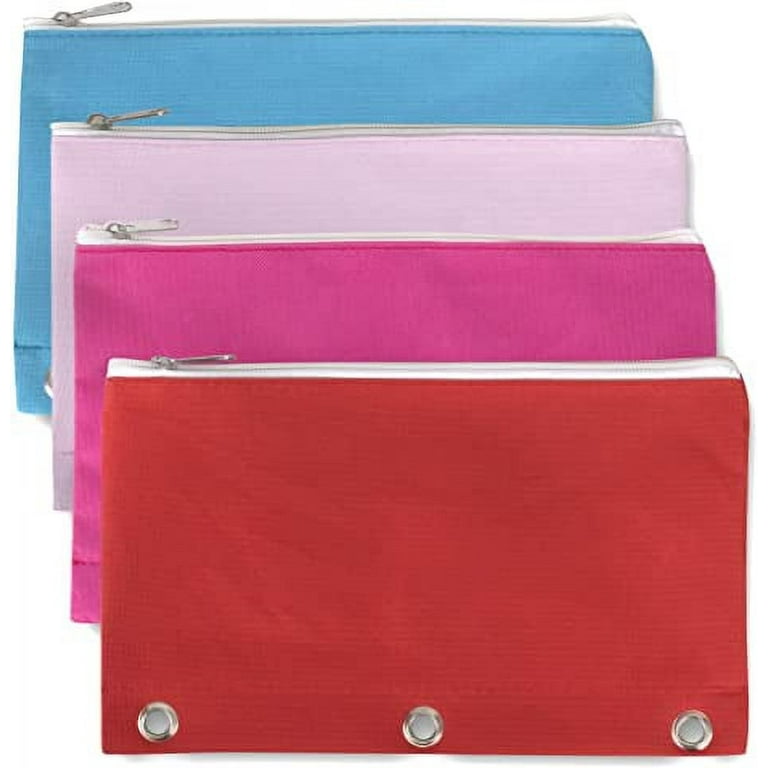 7 Ring Canvas Cloth Pencil Pouches in Bulk Assorted Color Bundles (96  Pencil Cases in 8 Colors)