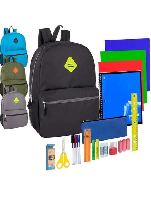 12 pack Backpacks, 30 Piece Stationary Kits Each