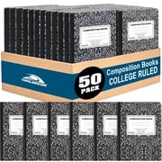 Trailmaker Bulk Composition Notebooks 50 Pack, College Ruled Marble Cover, 200 Pages 100 Sheets, 9.75 x 7.5, Bulk School Supplies for Classroom, Office & School Donations