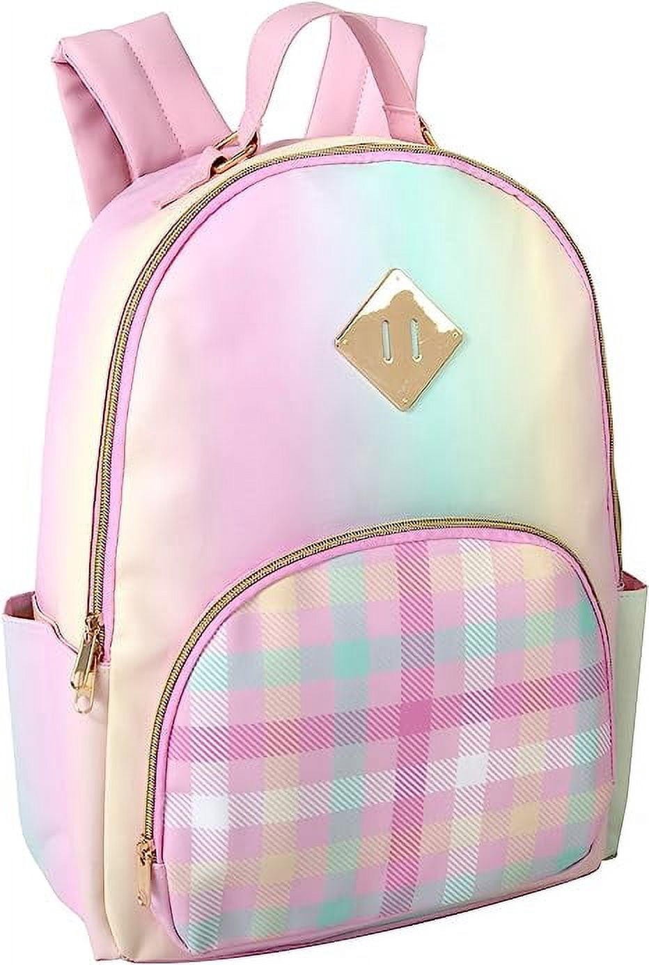 Trailmaker Emma & Chloe Vegan Leather Bookbag, Pink/Plaid  display picture 3