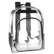 Trailmaker Clear See Through Backpack| Transparent Clear Backpack Bags Stadium Approved for Mens, Women, Travel (Black)