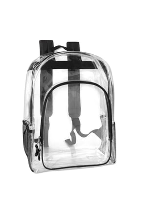 Clear See Through Backpack| Transparent Clear Backpack Bags Stadium Approved for Mens, Women, Travel (Black)