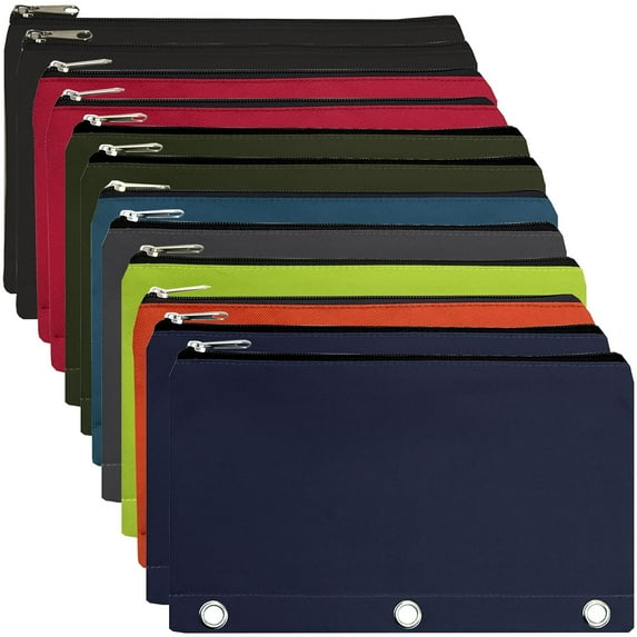 Trailmaker Large Zippered Pencil Cases with 3 Ring Binder, Assorted Colors, 24 Count, "Pack"24