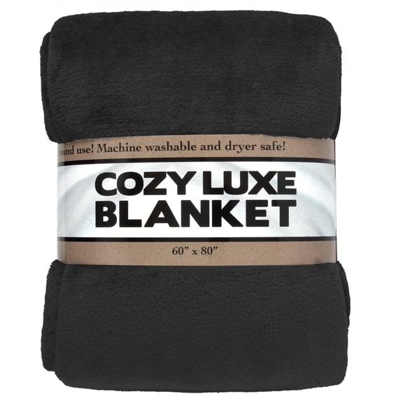 Trailmaker Plush Fleece Throw Blanket; Cozy 200 GSM for Living Room, Couch, Bedding 80"L x 60"W (Black)