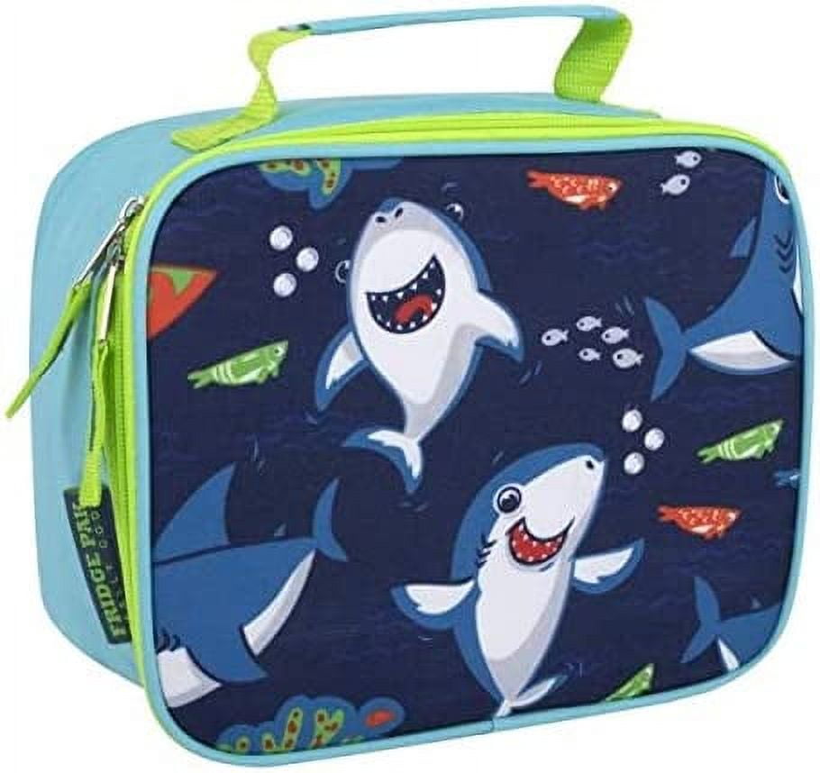 Soft Shell Insulated Lunch Bag for Storing Food, Drinks, Snacks, Utensils and Napkins in Snarky Sharkies Print