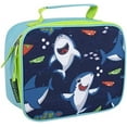 thumbnail image 1 of Soft Shell Insulated Lunch Bag for Storing Food, Drinks, Snacks, Utensils and Napkins in Snarky Sharkies Print, 1 of 7