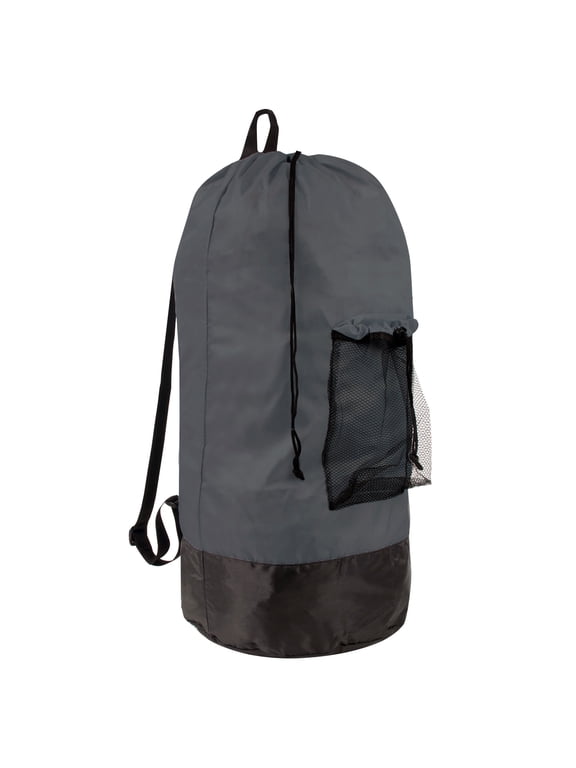 , Unisex Heavy Duty Portable Laundry Bag Backpack with Straps for laundry, Dorm, Travel, Hotels, Gym - Black