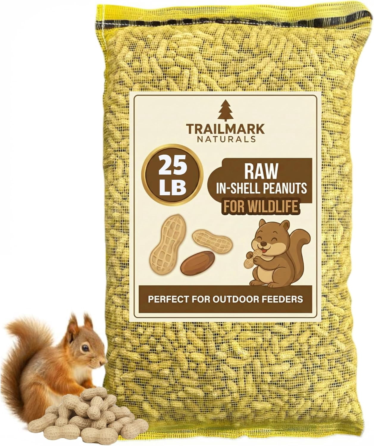 Squarell Shell Trailmark Naturals 25 LB Raw Peanuts in Shell, Squirrel and Bird Food ...