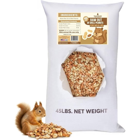 Trailmark Naturals 45 LB Shelled Raw Peanuts, Squirrel and Bird Food