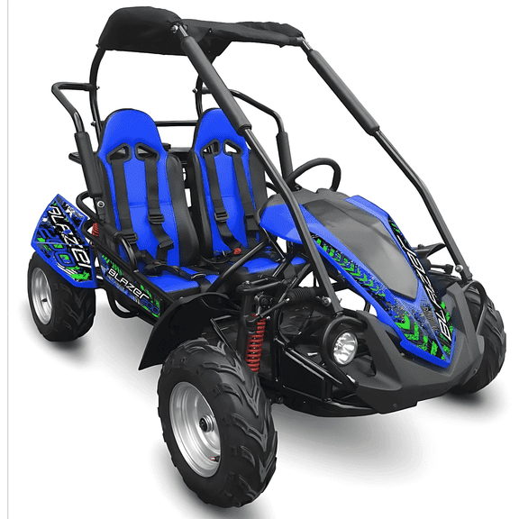 Trailmaster Blazer 200R Go Kart Go Kart. Ages 10 and up, Mid Size s cart, Body Kit with Reverse. (Blue)